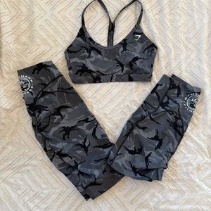 Gymshark Gray Camo 3 Piece Set
